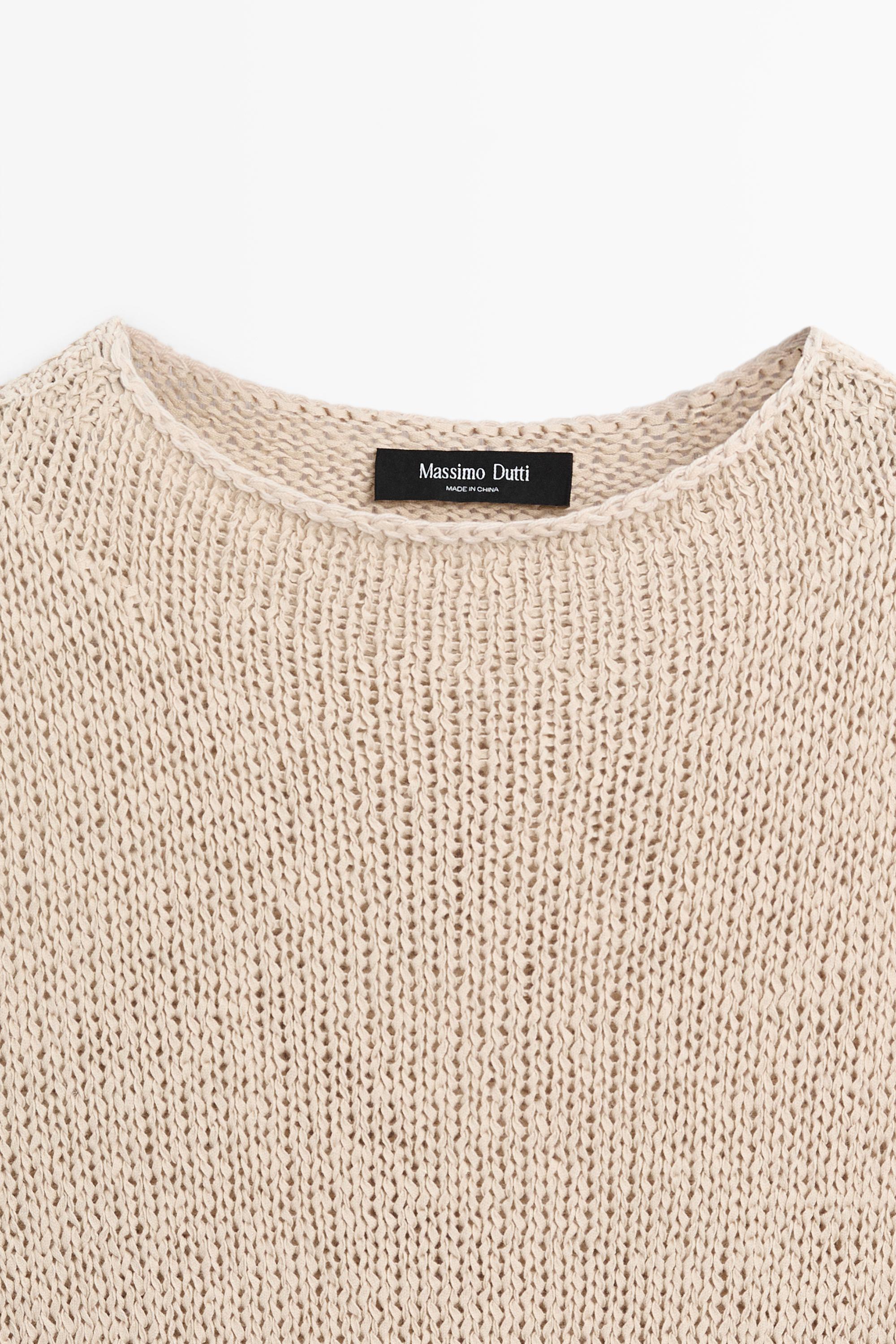Linen blend knit top